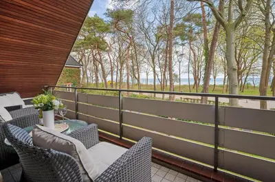 Ein Balkon oder eine Terrasse in der Unterkunft Haus Eva Mar am Meer Appartement 4