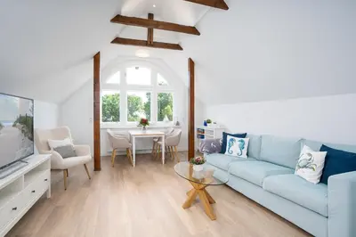 Ein Sitzbereich in der Unterkunft KUR18 Ferienwohnung Baltic Deck