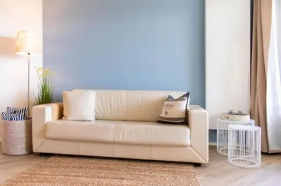Ein Sitzbereich in der Unterkunft Ferienwohnung Kaiserperle Travemünde