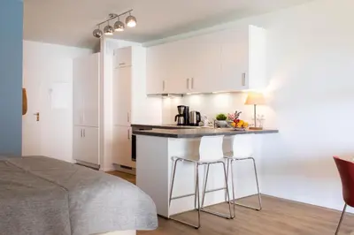 Küche/Küchenzeile in der Unterkunft Ferienwohnung Kaiserperle Travemünde