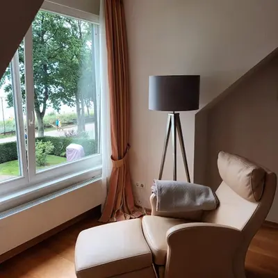 Ein Sitzbereich in der Unterkunft Dünenhaus
