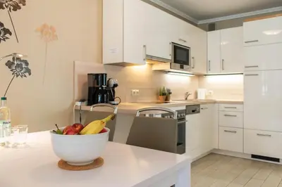 Küche/Küchenzeile in der Unterkunft Ferienwohnung Strandleben