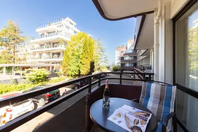 Ein Balkon oder eine Terrasse in der Unterkunft Ferienwohnung Strandleben