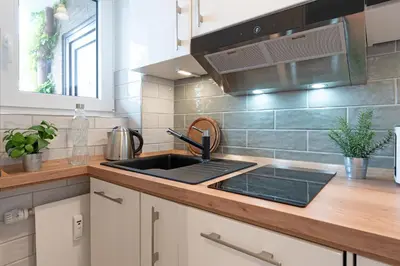 Küche/Küchenzeile in der Unterkunft Appartement Strandluft