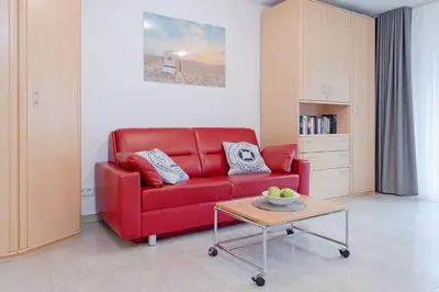 Ein Sitzbereich in der Unterkunft Appartement Strandluft