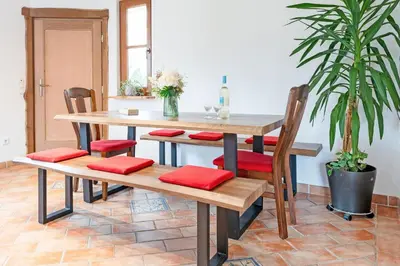 Ein Sitzbereich in der Unterkunft Dat Süselhuus