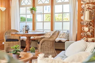 Ein Sitzbereich in der Unterkunft Ferienhaus Luise