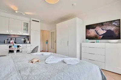 Ein Bett oder Betten in einem Zimmer der Unterkunft Residenz am Kurpark Residenz am Kurpark Appartement 5