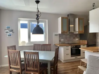 Küche/Küchenzeile in der Unterkunft Ferienwohnung Seepferdchen Finnlandring