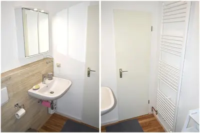 Ein Badezimmer in der Unterkunft Am Rosenhain 11 Ferienwohnung Nr 01