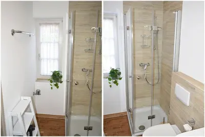 Ein Badezimmer in der Unterkunft Am Rosenhain 11 Ferienwohnung Nr 01