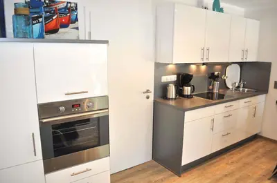 Küche/Küchenzeile in der Unterkunft Domizil am Meer Nr 15 Ferienwohnung Meerblick