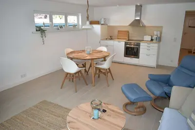 Küche/Küchenzeile in der Unterkunft Fischerhus Ferienwohnung Deck 1
