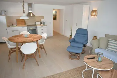 Küche/Küchenzeile in der Unterkunft Fischerhus Ferienwohnung Deck 1