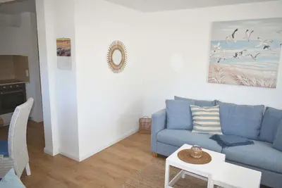 Ein Sitzbereich in der Unterkunft Fischerhus Ferienwohnung Deck 2