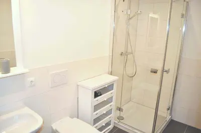 Ein Badezimmer in der Unterkunft Hansehuus Ferienwohnung