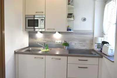 Küche/Küchenzeile in der Unterkunft Haus Windrose Ferienwohnung Nr 03