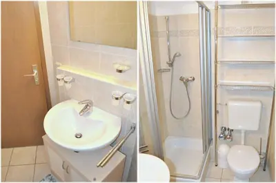 Ein Badezimmer in der Unterkunft Haus Windrose Ferienwohnung Nr 09