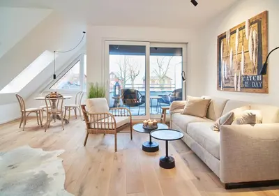 Ein Sitzbereich in der Unterkunft Sunshine Suite - mit Meerblick