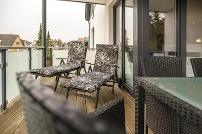 Ein Balkon oder eine Terrasse in der Unterkunft Baltic House Möwe