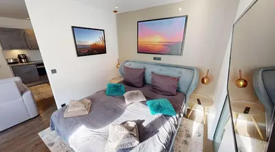 Ein Sitzbereich in der Unterkunft Ocean House Glück