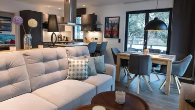 Ein Sitzbereich in der Unterkunft Ocean House Herz