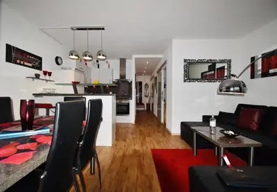 Ein Sitzbereich in der Unterkunft Ferienpark am Fahrenkroog Wolke 9 Apartment 352