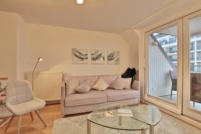 Ein Sitzbereich in der Unterkunft Seebrücke Appartement 20