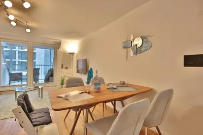 Ein Sitzbereich in der Unterkunft Seebrücke Appartement 20