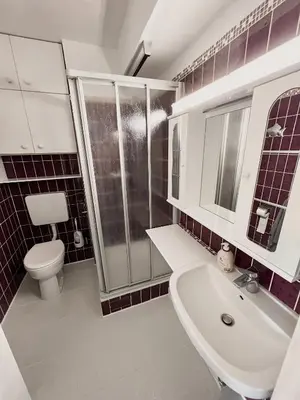 Ein Badezimmer in der Unterkunft Strandnahe Wohnung mit Meerblick