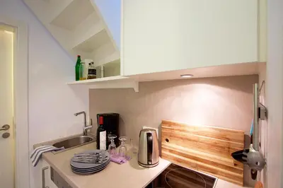 Küche/Küchenzeile in der Unterkunft STA200 Ferienwohnung Dünengras