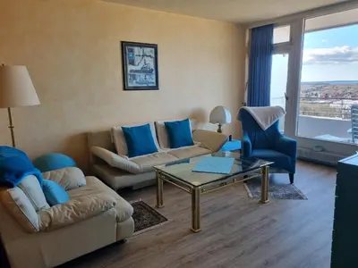 Ein Sitzbereich in der Unterkunft Gut-zu-Mir FeWo Maritim Travemünde