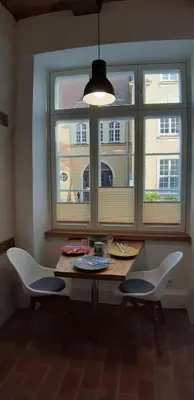 Ein Sitzbereich in der Unterkunft Ferienwohnung Kontor im Traufenhaus