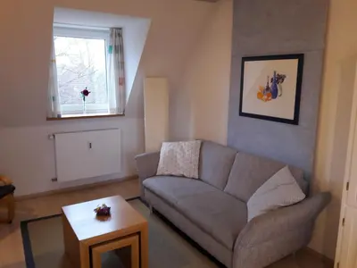 Ein Sitzbereich in der Unterkunft Appartement Meißner - Strand-und Bahnhofsnah