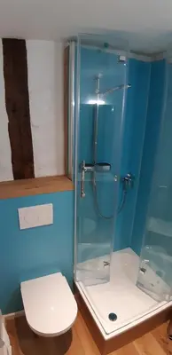 Ein Badezimmer in der Unterkunft Ferienwohnung Belle Etage im Traufenhaus