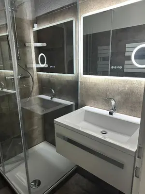 Ein Badezimmer in der Unterkunft ButschisBude