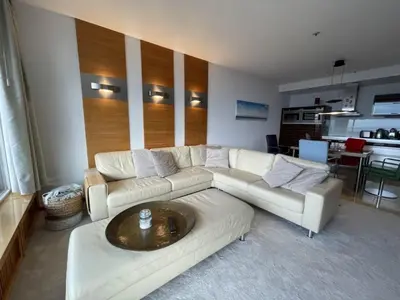 Küche/Küchenzeile in der Unterkunft Meeresrauschen 2-Zimmer-Meerblick-Appartement