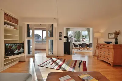 Ein Sitzbereich in der Unterkunft Ferienhaus Aalweg