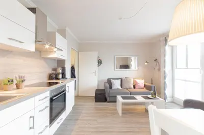 Küche/Küchenzeile in der Unterkunft Ferienwohnung Lille Sand 1