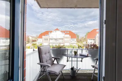 Ein Balkon oder eine Terrasse in der Unterkunft Ferienwohnung Lille Sand 1