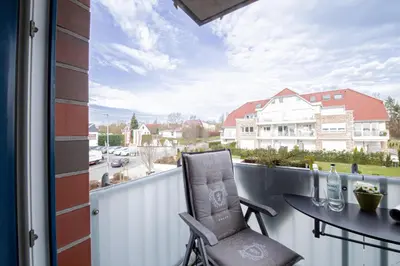 Ein Balkon oder eine Terrasse in der Unterkunft Ferienwohnung Lille Sand 1