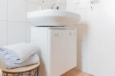 Küche/Küchenzeile in der Unterkunft Ferienwohnung Lille Sand 2