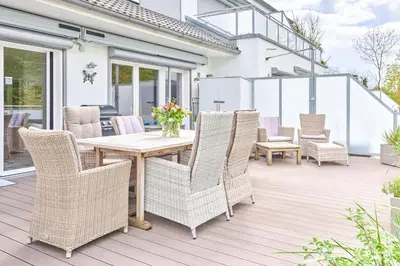 Ein Balkon oder eine Terrasse in der Unterkunft SeeVilla Scharbeutz