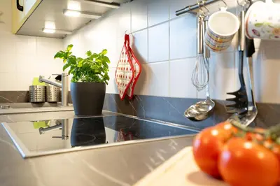 Küche/Küchenzeile in der Unterkunft OST29c Ferienwohnung Urlaubsglück