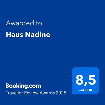 Ein Zertifikat, Auszeichnung, Logo oder anderes Dokument, das in der Unterkunft Haus Nadine ausgestellt ist