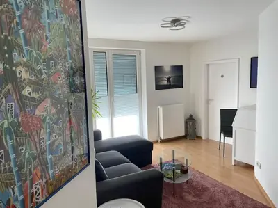 Ein Sitzbereich in der Unterkunft barrierefreie Ferienwohnung am Lübecker Hof