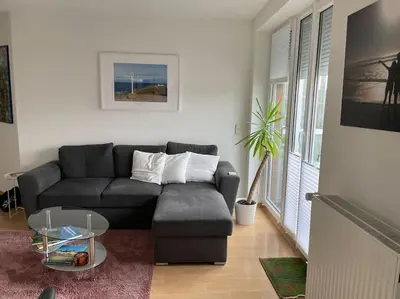 Ein Sitzbereich in der Unterkunft barrierefreie Ferienwohnung am Lübecker Hof