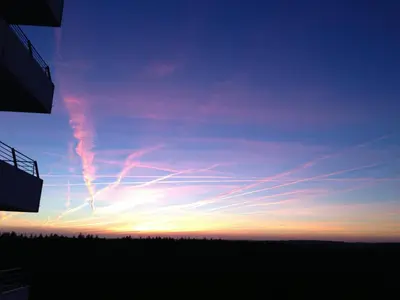 Blick auf den Sonnenuntergang/Sonnenaufgang von der Ferienwohnung aus oder aus der Nähe
