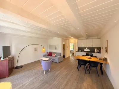 Ein Sitzbereich in der Unterkunft Timmenhus - Ferienwohnungen an der Ostsee