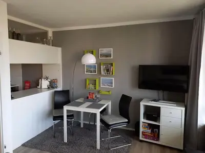 TV/Unterhaltungsangebot in der Unterkunft Ferienwohnung mit Weitblick & Strandlage